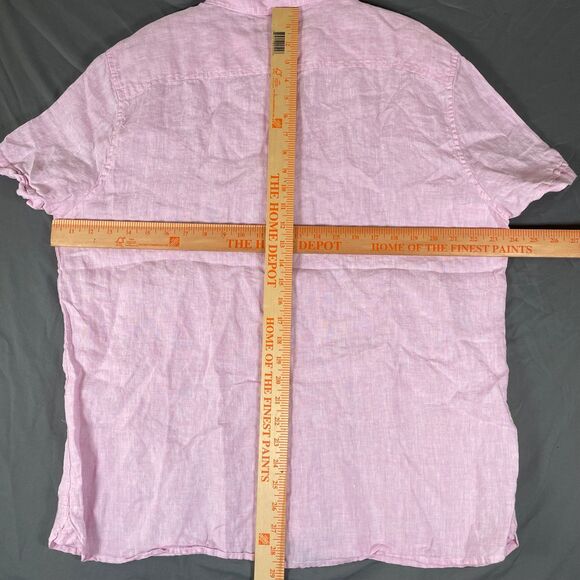 Perry Ellis 100% Linen Shirt Men's XL Short Sleeve Pink Preppy Beach Summer - Picture 3 of 3
